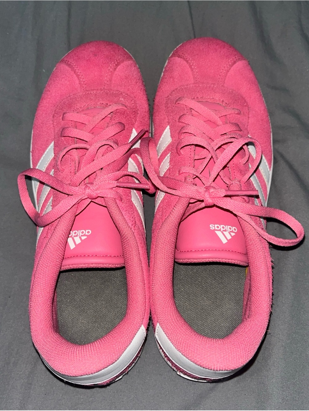 adidas Pink Women's Suede Lace-Up Sneakers with White Stripes Sizs 6.5